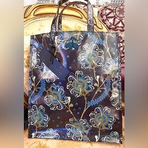 Brooks Brothers Floral Print Waterproof Tote Handbag, New w Brooks Box & Tags